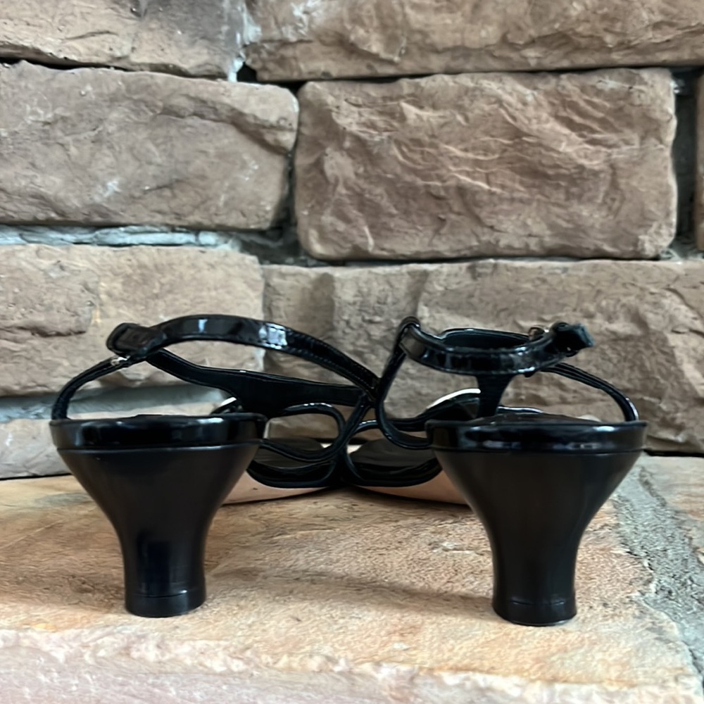 Brighton Black Patent Leather Strappy Slingback Heels - Picture 6 of 8